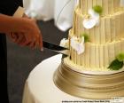 Невесты и жениха свадебный торт резки
